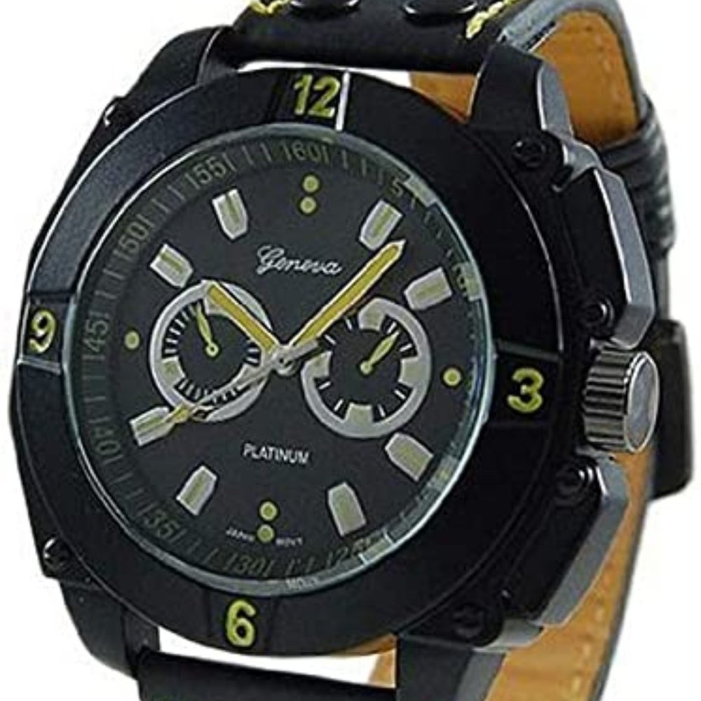 Geneva Platinum 3203 Men's Quartz Decorative Chronograph Strap Watch